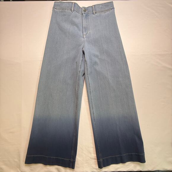 Lafayette 148 New York Denim - Lafayette 148 NY Clarke Blue Ombre Wide Leg Jeans Size 6